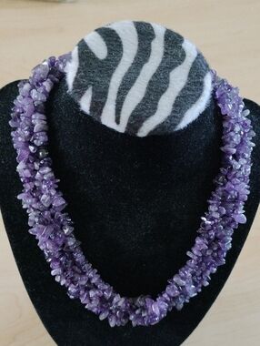 Amethyst Multi-strand Necklace 1" Thick, 18" Long